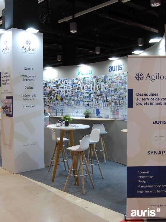 Agiloe – Conseil et innovation au service de vos projets immobiliers Groupe Agiloe avec Auris, Citti et Synapse lors d’un salon immobilier